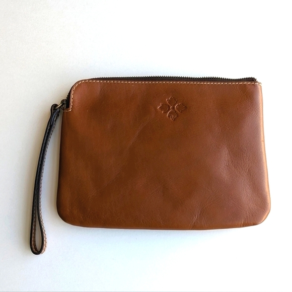 Patricia Nash Genuine Leather Embossed Floral Swirl Wristlet Clutch Bag - Brown - Picture 2 of 8